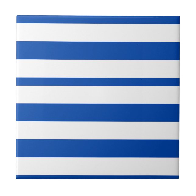 Ceramic Tile Blue & White Stripe Square (Front)