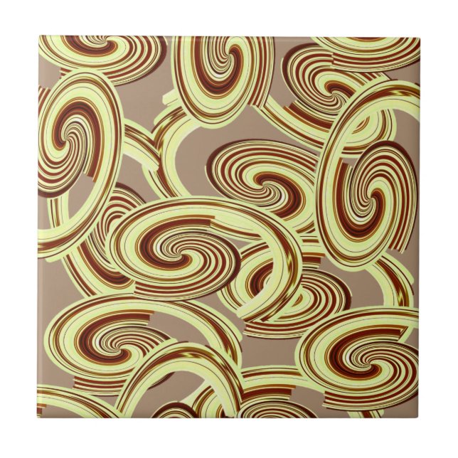 Ceramic Tile Brown Swirl Pattern (Front)