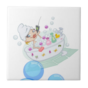 Ceramic Tile Bubble Bath Girly