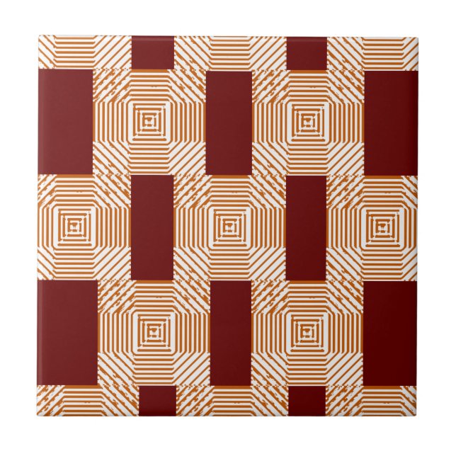 Ceramic Tile Burgundy White Pattern  (Front)