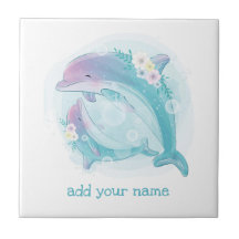 CERAMIC TILE : CHILDREN'S BIRTHDAYS : DOLPHINS 