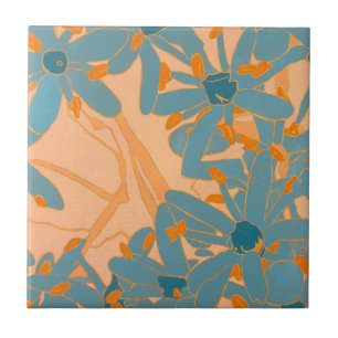 Ceramic Tile Contemporary Leaf Design in Peach