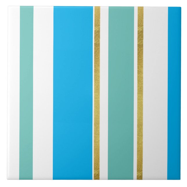 Ceramic Tile - Cool Blue Gold Split (Front)