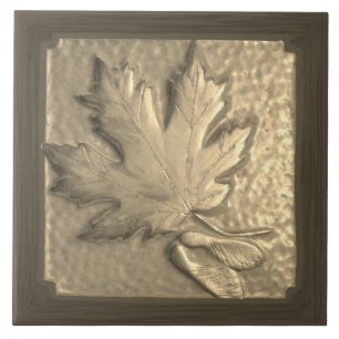 Ceramic tile, Craftsman Maple Leaf gold tone Tile