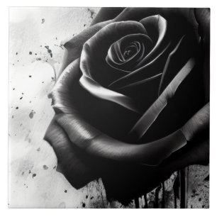 Ceramic Tile Decorative Black Rose