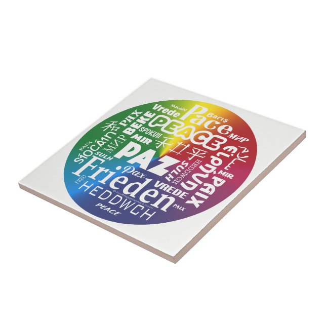 Ceramic tile display Peace Paz Pax multilingual (Side)