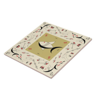 Ceramic Tile FABULOUS 1950s FISH Retro Vintage