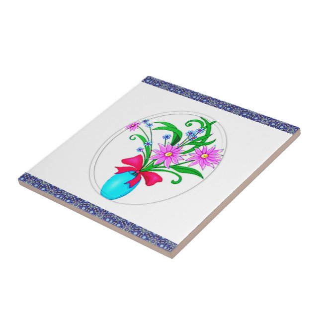 Ceramic Tile Floral (Side)