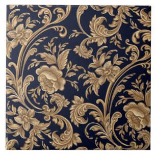 Ceramic tile - Floral Blue Beige