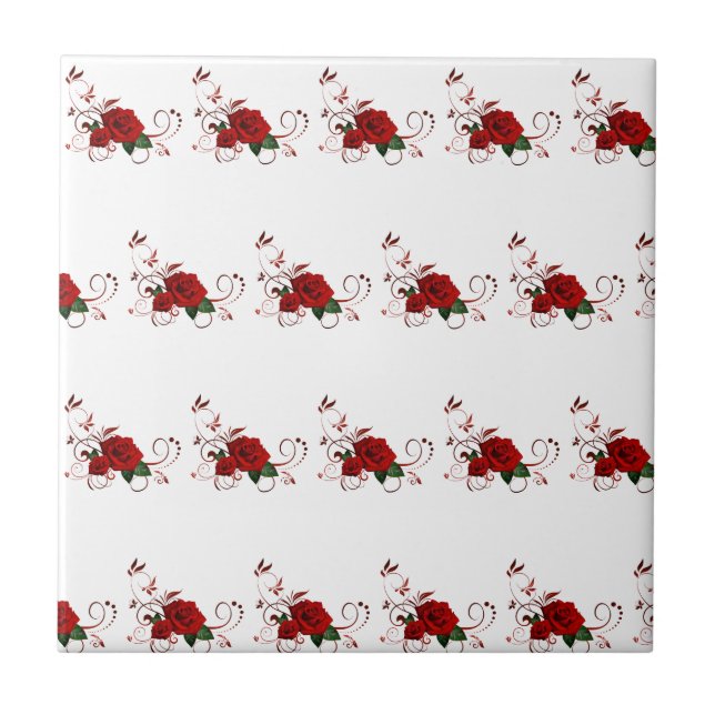 Ceramic Tile Floral Red Rose (Front)