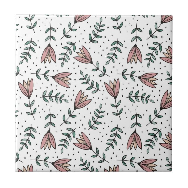 Ceramic Tile Floral Rose Flowers (Front)