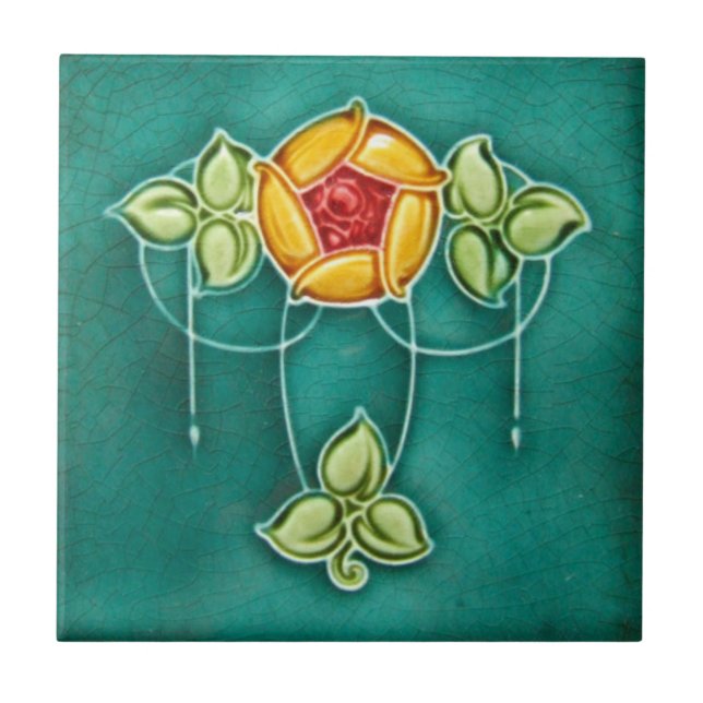 Ceramic Tile - Floral Vintage Art Nouveau (Front)