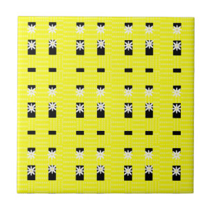 Ceramic Tile Floral Yellow Black