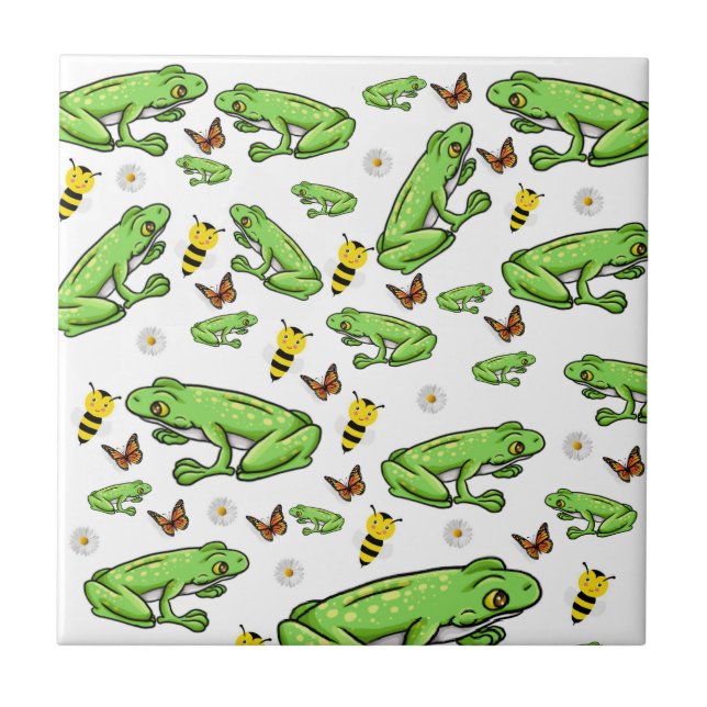 Ceramic Tile Frog Butterfly Bee  (Front)
