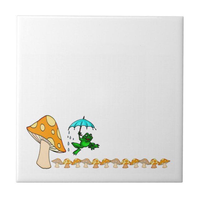 Ceramic Tile Frog in the Rain Mushroom (Front)