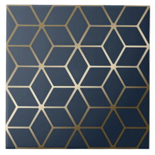 Ceramic Tile - Geometric Silver and Blue/Gray