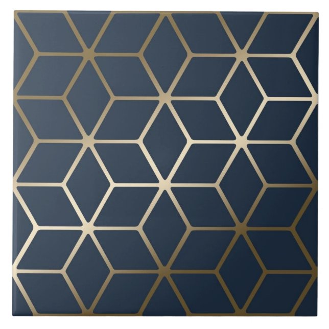 Ceramic Tile - Geometric Silver and Blue/Gray (Front)
