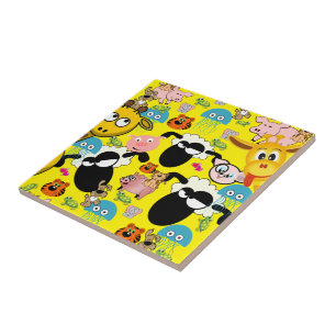 Ceramic Tile Giraffe, Pigs, Kittens, Sheep