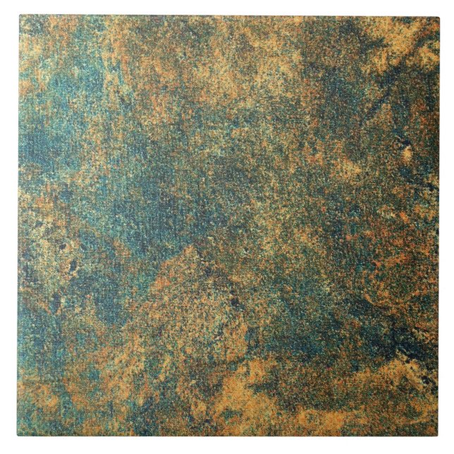 Ceramic Tile - Green Yellow Rust Textured Tile (Front)