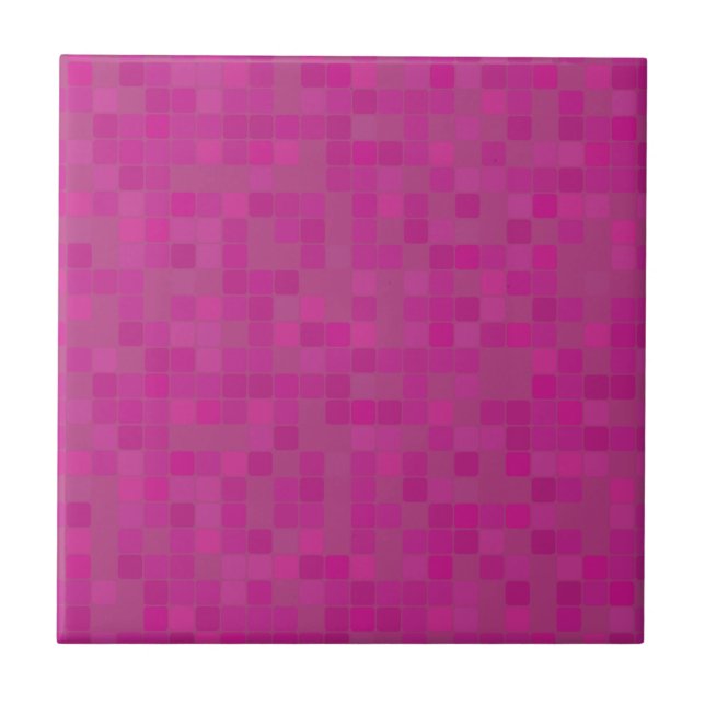 Ceramic tile in pink fuchsia mosaic pattern (Front)