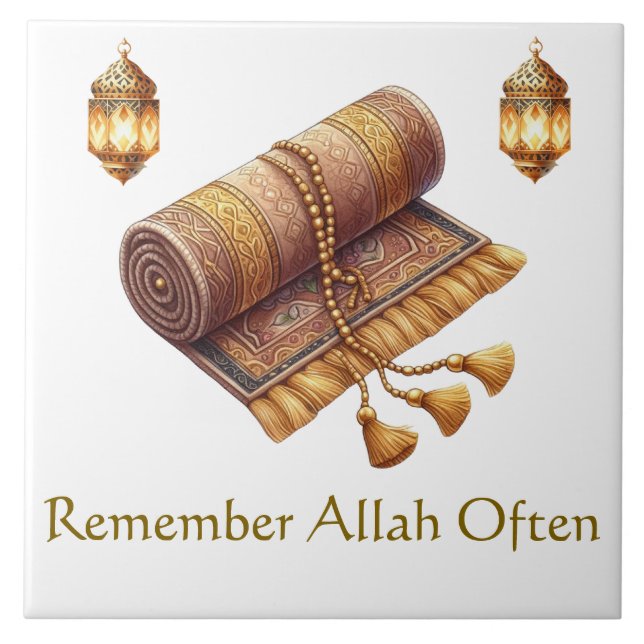 Ceramic Tile-Islamic Prayer Mat – Tasbeeh Design Tile (Front)