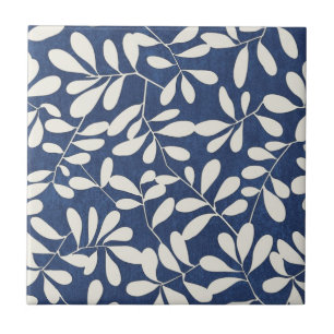 Ceramic Tile - Leafs Blue & White