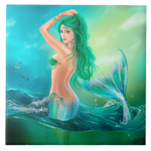 Ceramic Tile mermaid fantasy at ocean