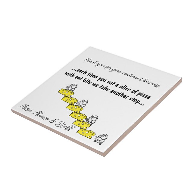 Ceramic Tile Mice Cheese Pizza Pizzeria Thank you  (Side)