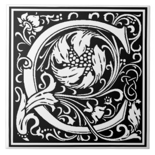 Ceramic Tile - Monogram Alphbet C Black White