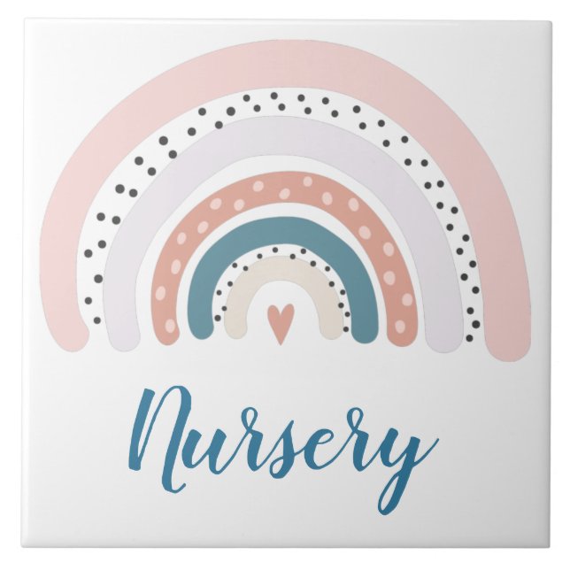 Ceramic Tile - Nursery Modern Rainbow Polka Dots (Front)