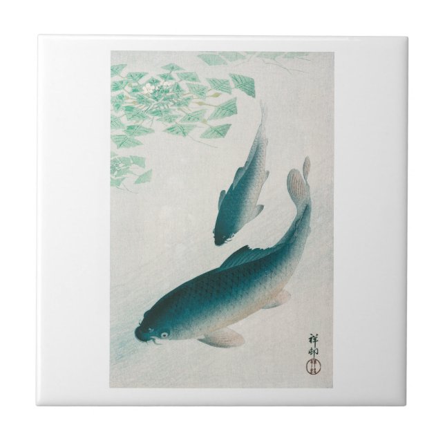  CERAMIC TILE : OHARA KOSON : CARP/KOI 1926  (Front)