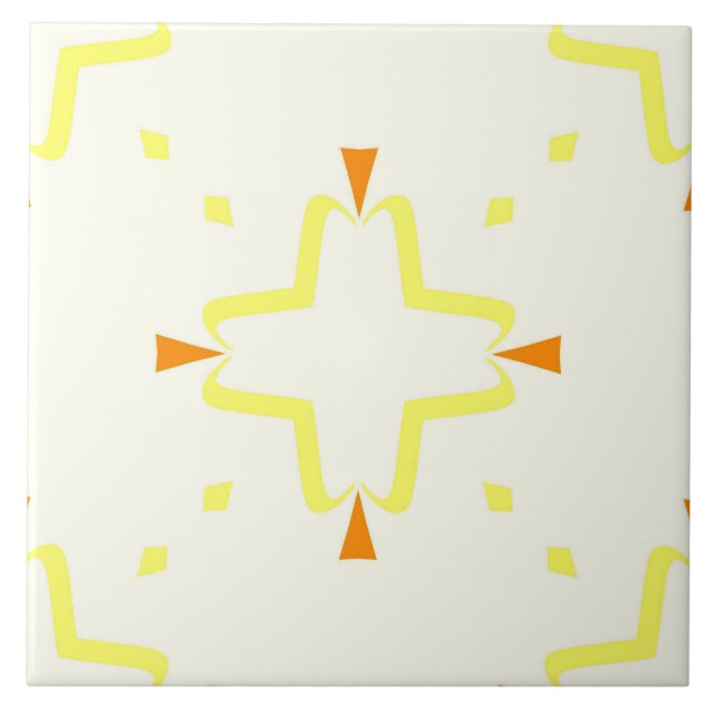 Ceramic Tile- Orange and Yellow Tiled Pattern Tile (Front)