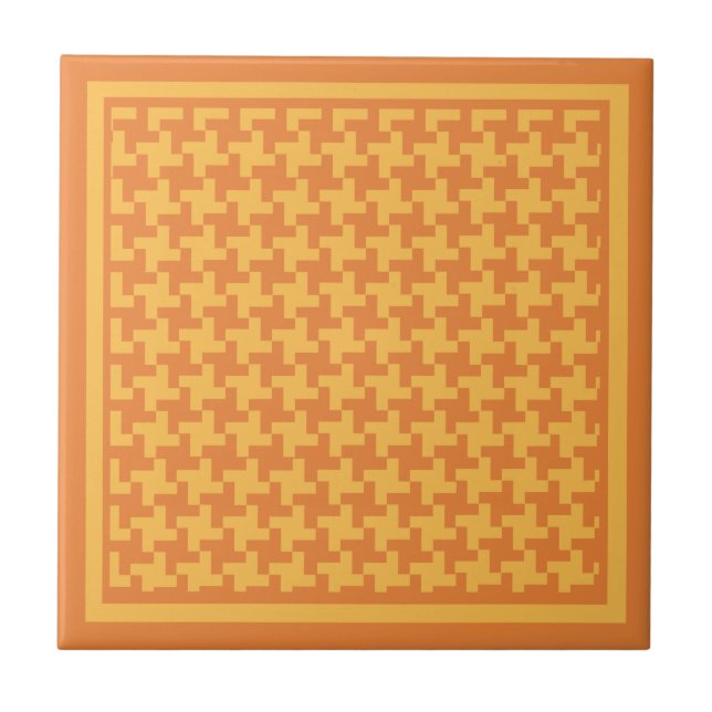 Ceramic Tile, Orange Dogstooth Check Tile (Front)