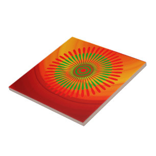 Ceramic Tile Orange Green Circular