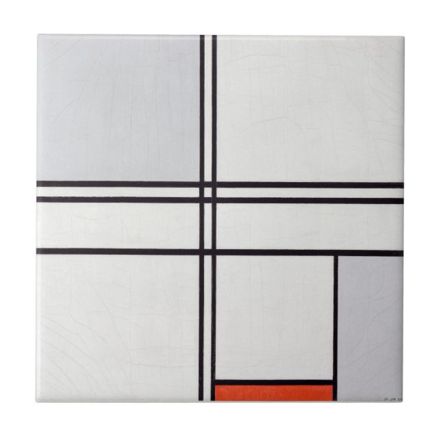 CERAMIC TILE : PIET MONDRIAN : GRAY - RED 1935   (Front)