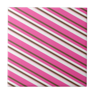 Ceramic Tile Pink Brown White Stripe