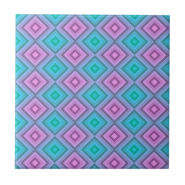 Ceramic Tile Pink Green Stripe (Front)