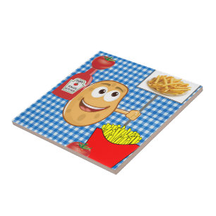 Ceramic Tile Potato, French Fries, Tomato, Ketchup
