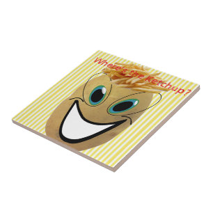 Ceramic Tile Potato, French Fries, Yellow Stripe