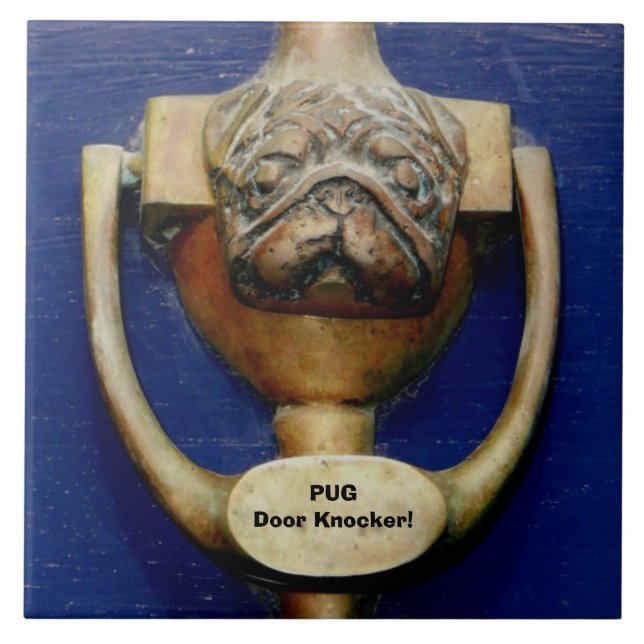 Ceramic Tile Pug Door Knocker England (Front)