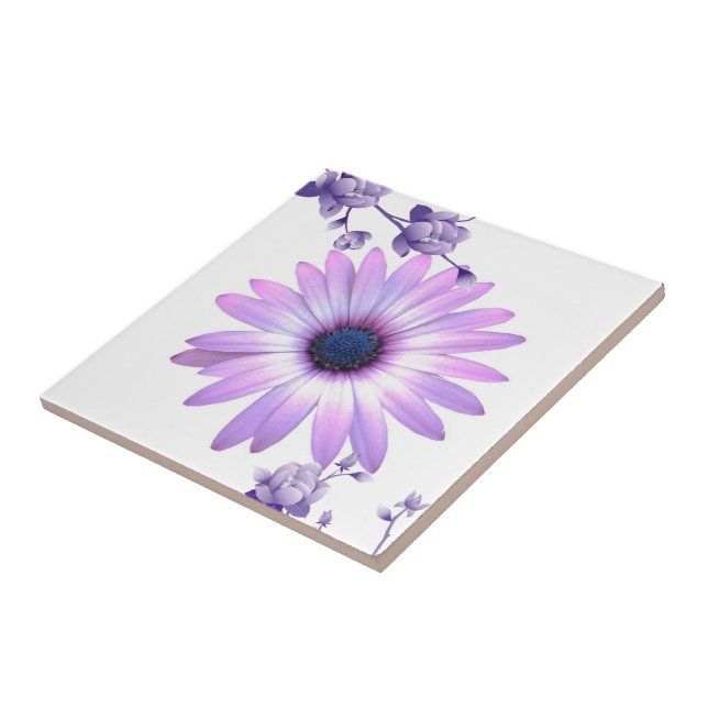 Ceramic Tile Purple Floral (Side)