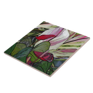 CERAMIC TILE, "RED ANTHURIUM" TILE