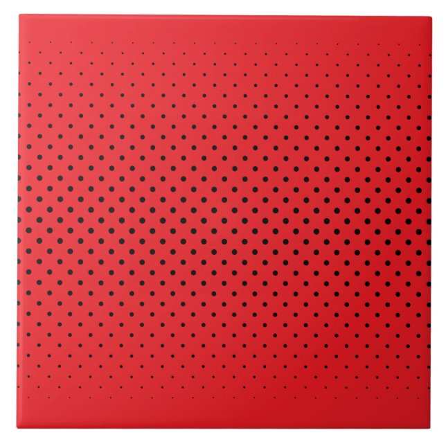 Ceramic Tile Red Black Polka Dot Bold Decor (Front)