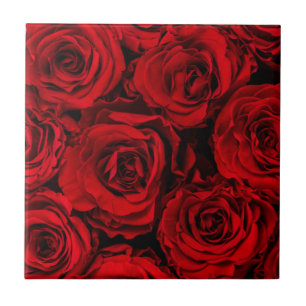 CERAMIC TILE  : RED ROSES : CUSTOMISABLE