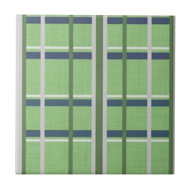 Ceramic Tile Rustic Green Country Stripe (Front)