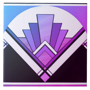 Ceramic Tile - Sangria Art Deco Fan Design B/P