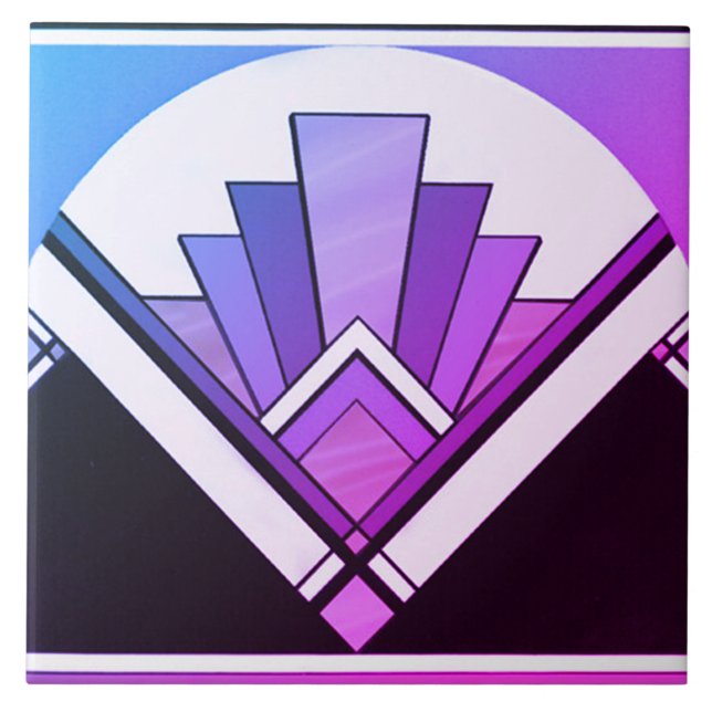 Ceramic Tile - Sangria Art Deco Fan Design B/P (Front)