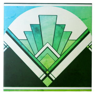 Ceramic Tile - Sangria Art Deco Fan Design G/B