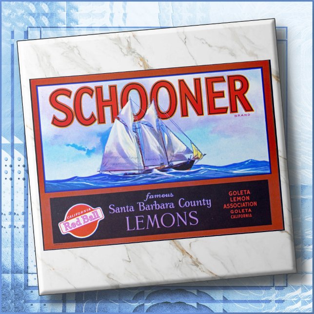 CERAMIC TILE - "Schooner" Lemons - Crate Label (Creator Uploaded)