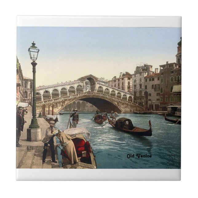 Ceramic Tile, Small (4.25" x 4.25") Old Venice Tile (Front)